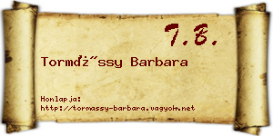 Tormássy Barbara névjegykártya